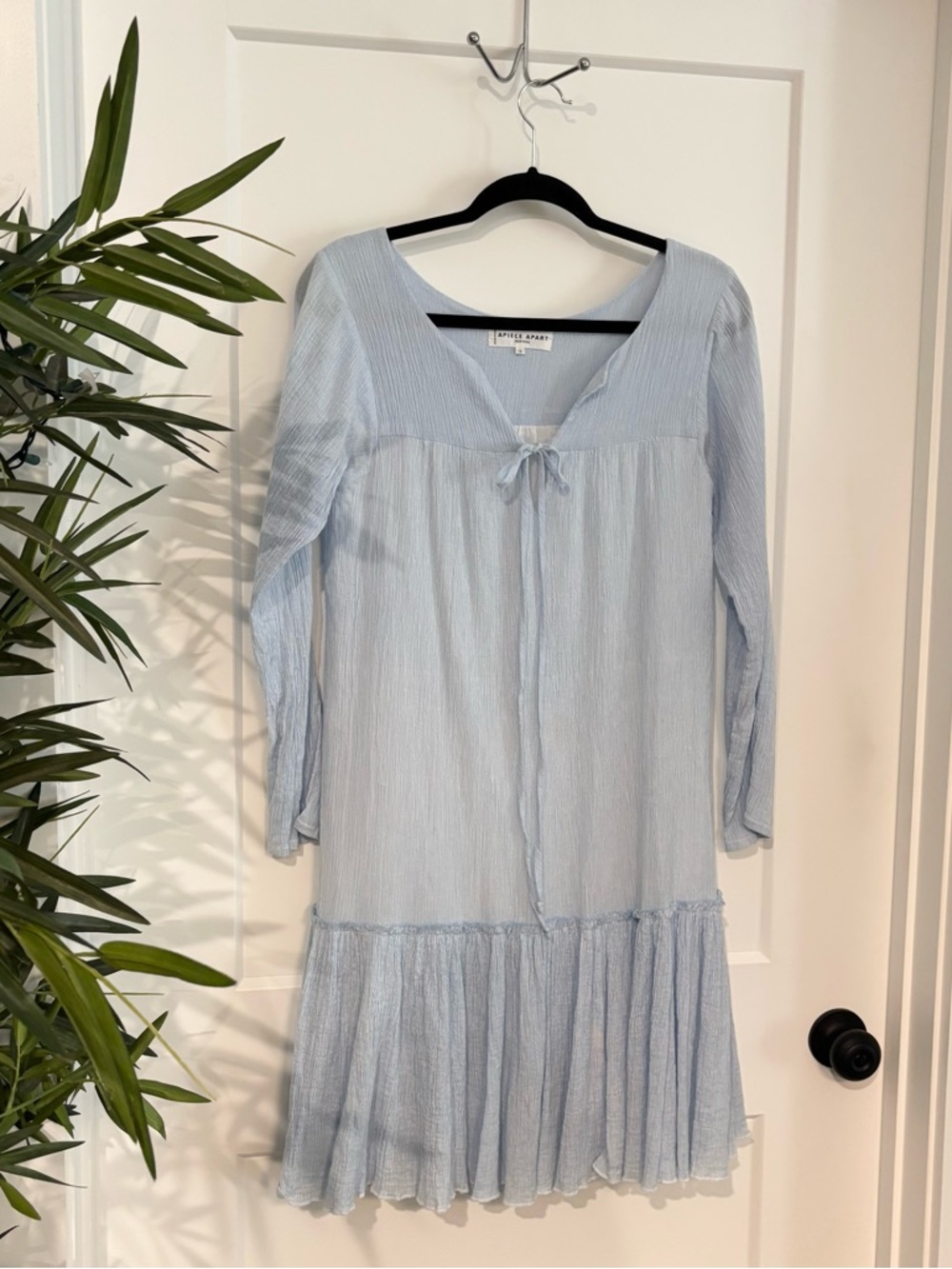 APIECE APART NEW YORK BOHEMIAN BABY BLUE LONG SLEEVE COTTON MIDI DRESS SZ 2-4 - Picture 8 of 12